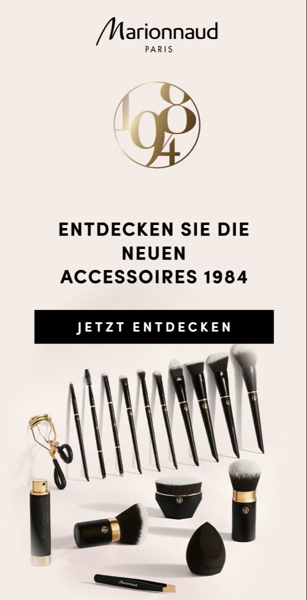 Neue Make‑up‑Accessoires 1984 von Marionnaud mit Pinseln und Beauty‑Tools – jetzt hochwertige Beauty‑Accessoires entdecken.