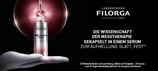 Filorga NCEF‑Reverse Serum Produktvisual mit leuchtendem Hintergrund und wissenschaftlichem Mesotherapie‑Design.