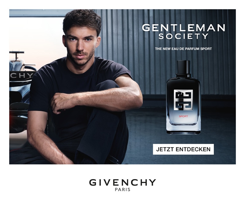 Givenchy Gentleman Society Eau de Parfum Sport Herrenduft – moderne Duftkampagne mit maskulinem Charakter.