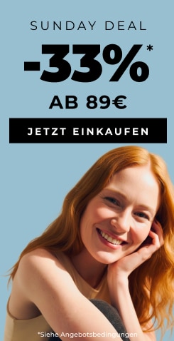 Sunday Deal Banner mit –33 % Rabatt ab 89 €, jetzt einkaufen.