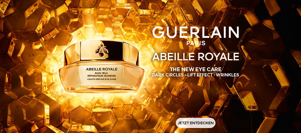 Guerlain Abeille Royale Youth Repair Eye Care in goldfarbenem Honigwaben‑Design – straffende Augenpflege gegen Falten, Tränensäcke und dunkle Schatten.