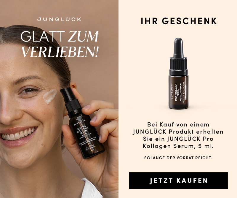 Junglück Serum mit Gratis Pro Kollagen Serum Angebot – natürliche Hautpflege für glatte, strahlende Haut.