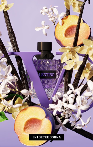 Valentino Born in Roma Donna Parfum mit floralen und fruchtigen Noten in ikonischem violettem Flakon.