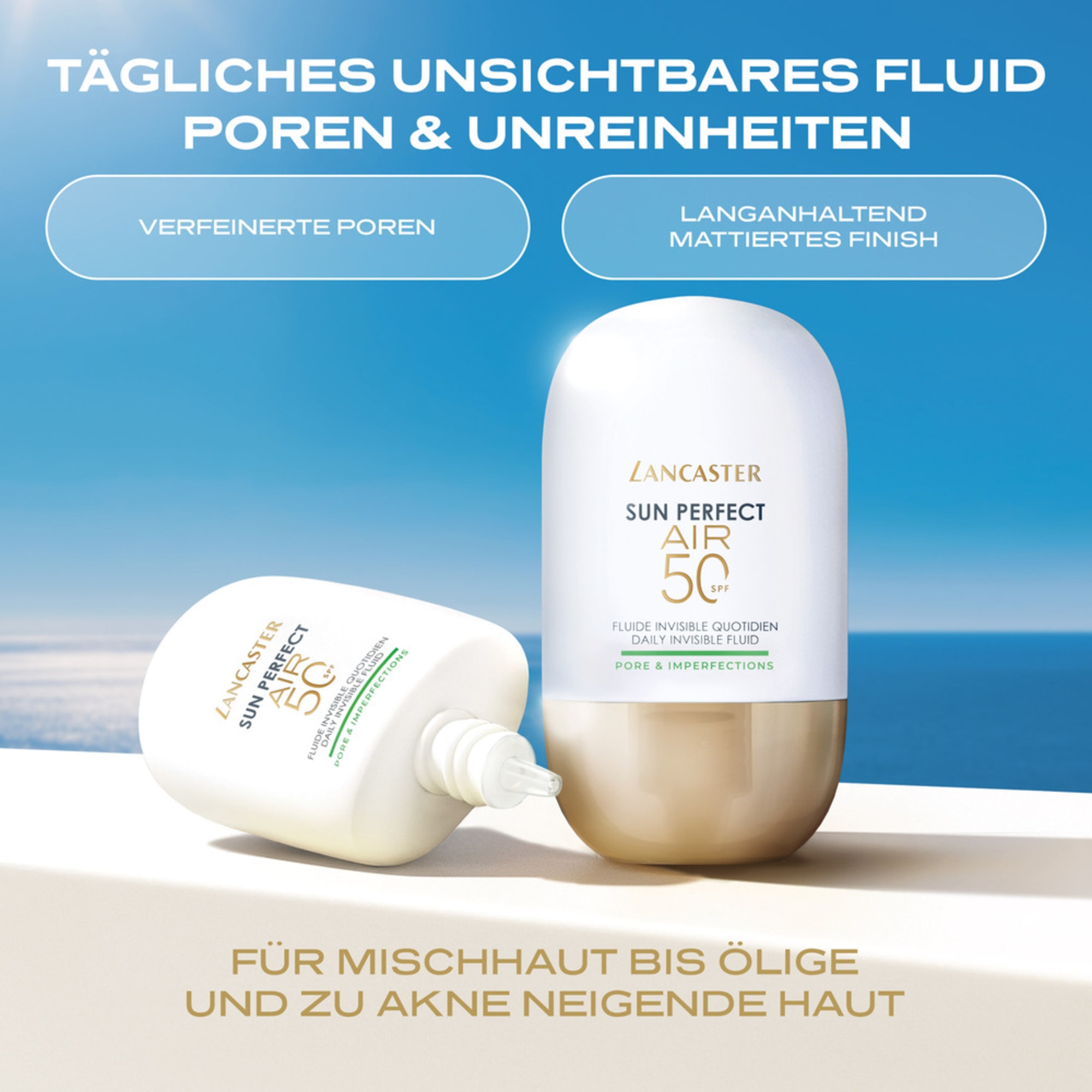 40 ML Lancaster Sun Perfect AIR Daily Invisible Fluid SPF50 Pore & Imperfections Sonnenschutz  1 of 8 