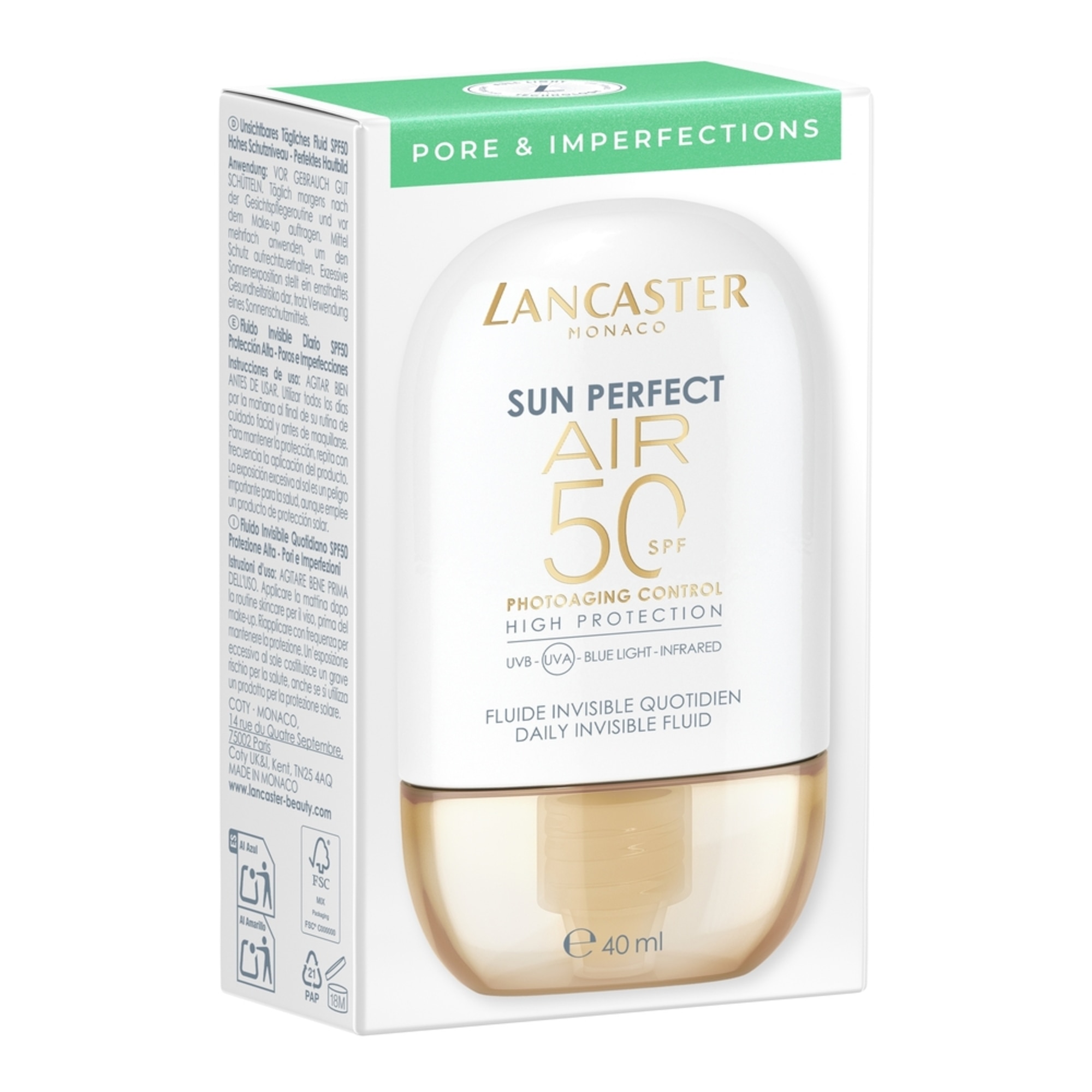 40 ML Lancaster Sun Perfect AIR Daily Invisible Fluid SPF50 Pore & Imperfections Sonnenschutz  1 of 8 