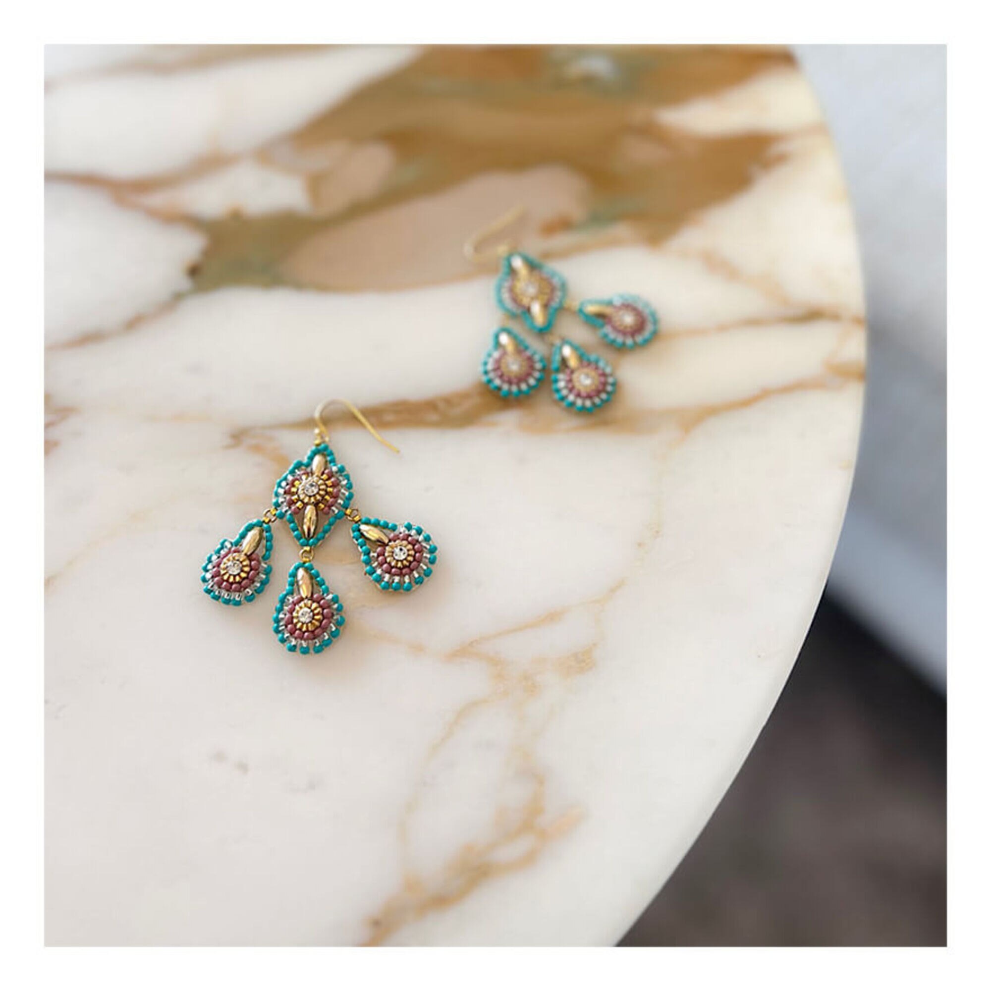 Turquoise Rose Drops Ohrringe