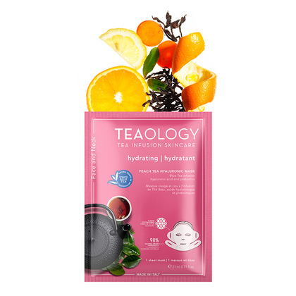 21 ML TEAOLOGY TEAOLOGY PEACH TEA Peach Tea Hyaluronic Hals- und Gesichtsmaske  1 of 3 