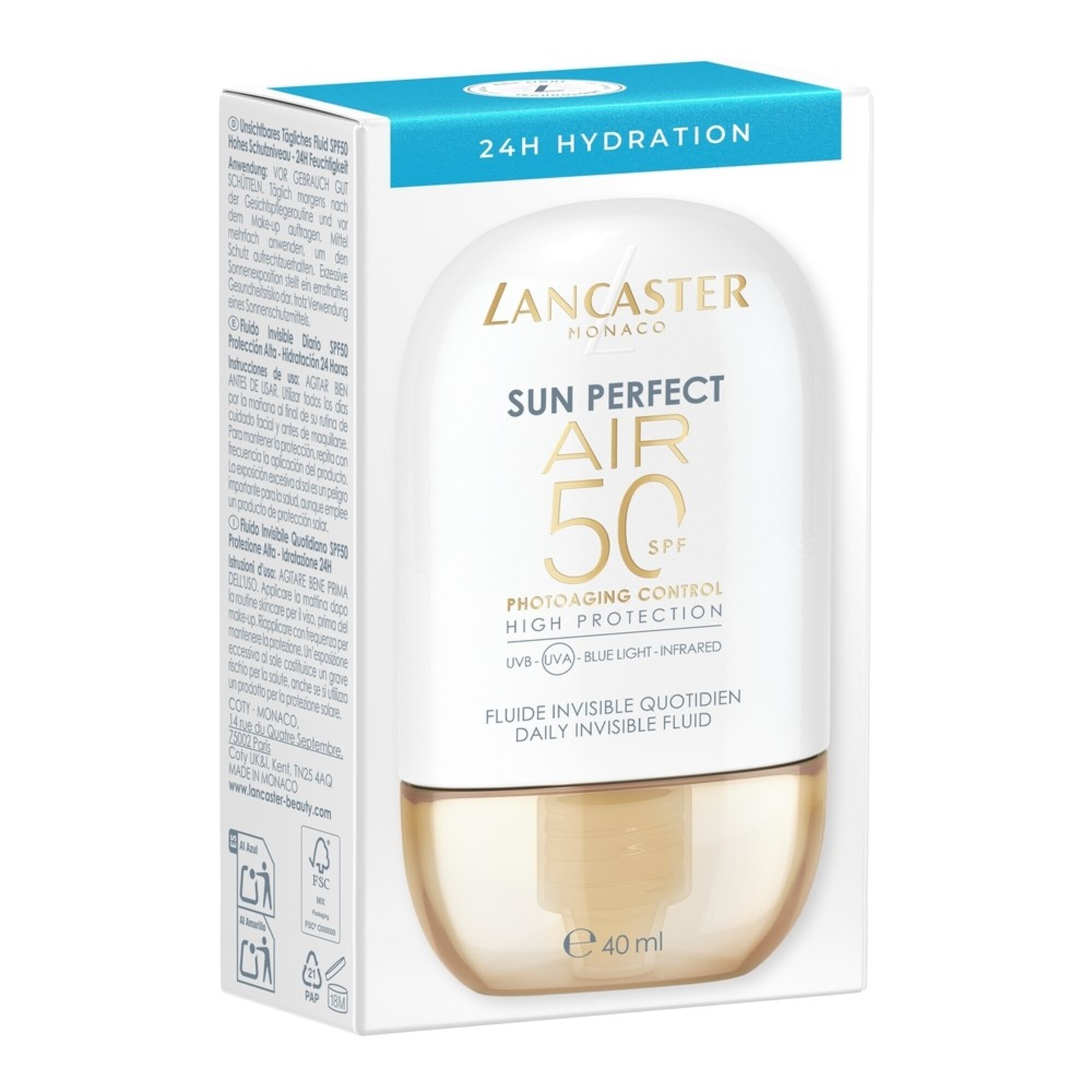 40 ML Lancaster Sun Perfect AIR Daily Invisible Fluid SPF50 24H Hydration Sonnenschutz 1 of 8