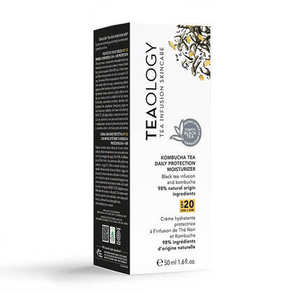 50 ML TEAOLOGY Diese tägliche Pflege mit antioxidativem schwarzem Tee pflegt intensiv und bildet einen mineralischen Schutzschild, der ein breites Spektrum an UVA/UVB-Strahlen und Umweltverschmutzung abdeckt. Kombucha Tea Daily Protection Moisturizer SPF20  1 of 3 